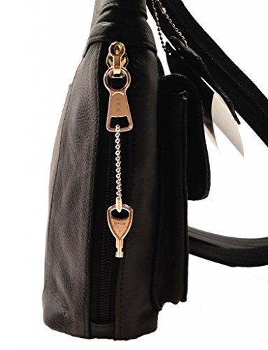 Amazon.com: Conceal and Carry Black Leather Purse Compact Design but Highly  Efficient includes Built-in Wallet and Locking Zipper for weapon security  